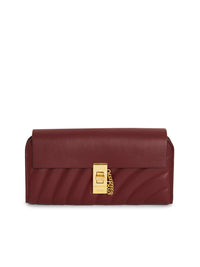 NEW_Portefeuille long boucle métallique en cuir - Plum Purple