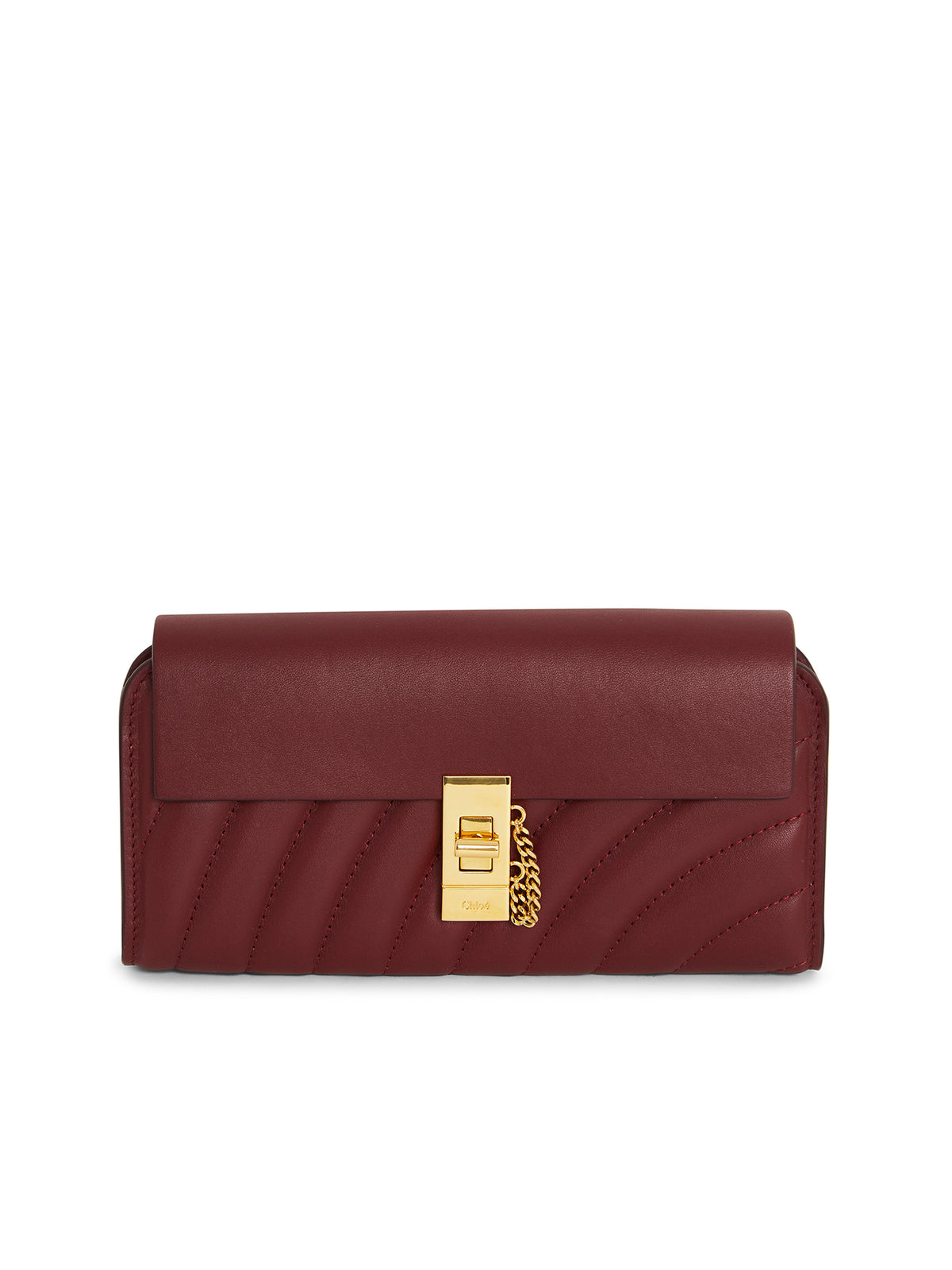 NEW_Portefeuille long boucle métallique en cuir - Plum Purple