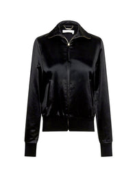 Veste zippée satinée en laine - Black