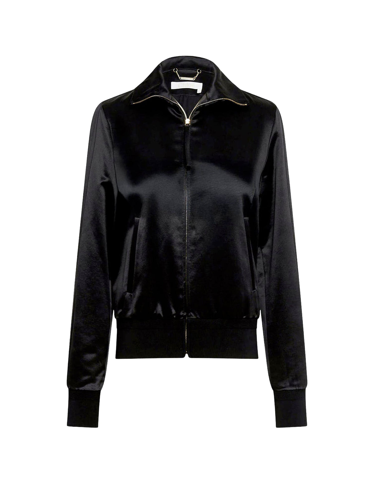 Veste zippée satinée en laine - Black