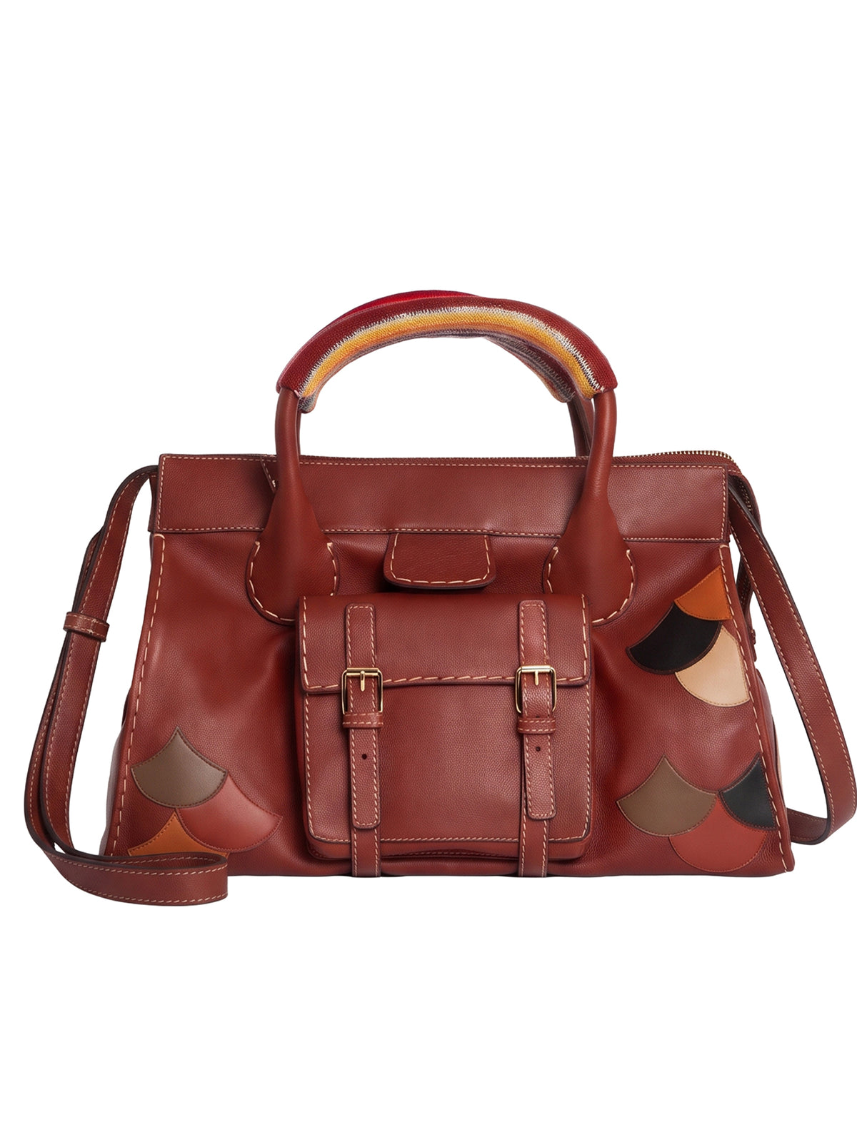 NEW_Grand sac à dos avec poches en cuir - Sepia Brown