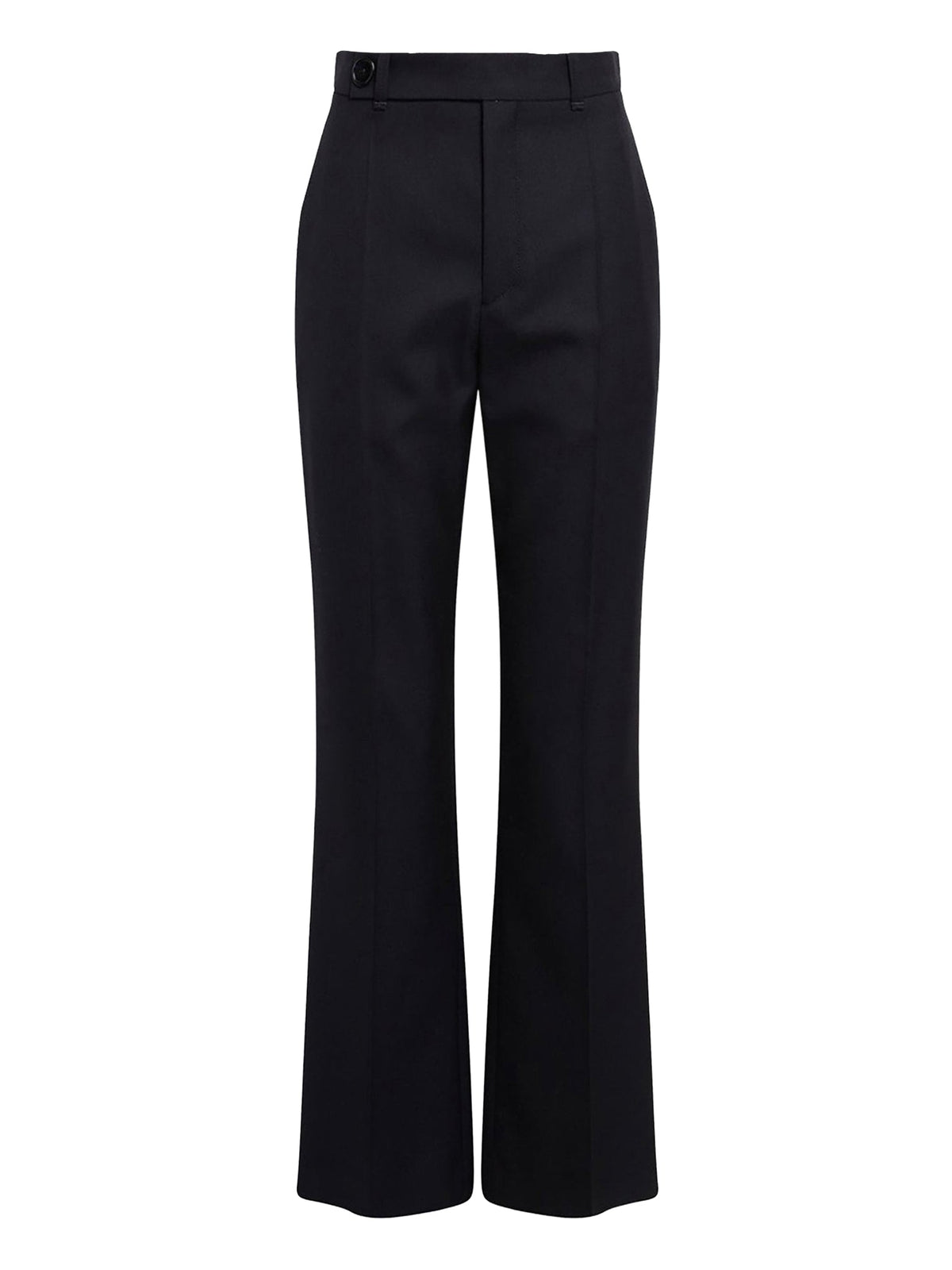 Pantalon droit avec bouton sur le côté en laine - Ink Navy