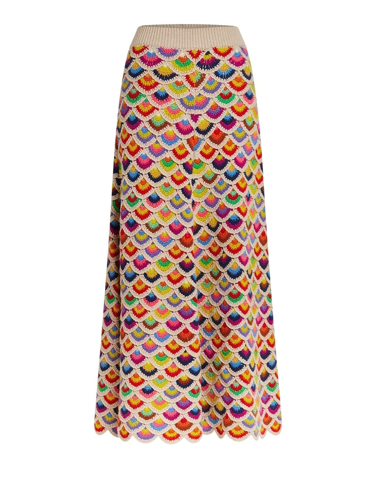 Jupe style écailles cachemire et laine - Multicolor