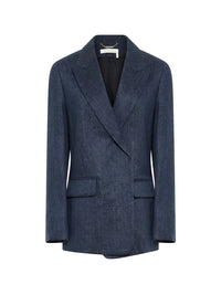 Blazer à épaulettes effet denim en lin - Deep Ocean