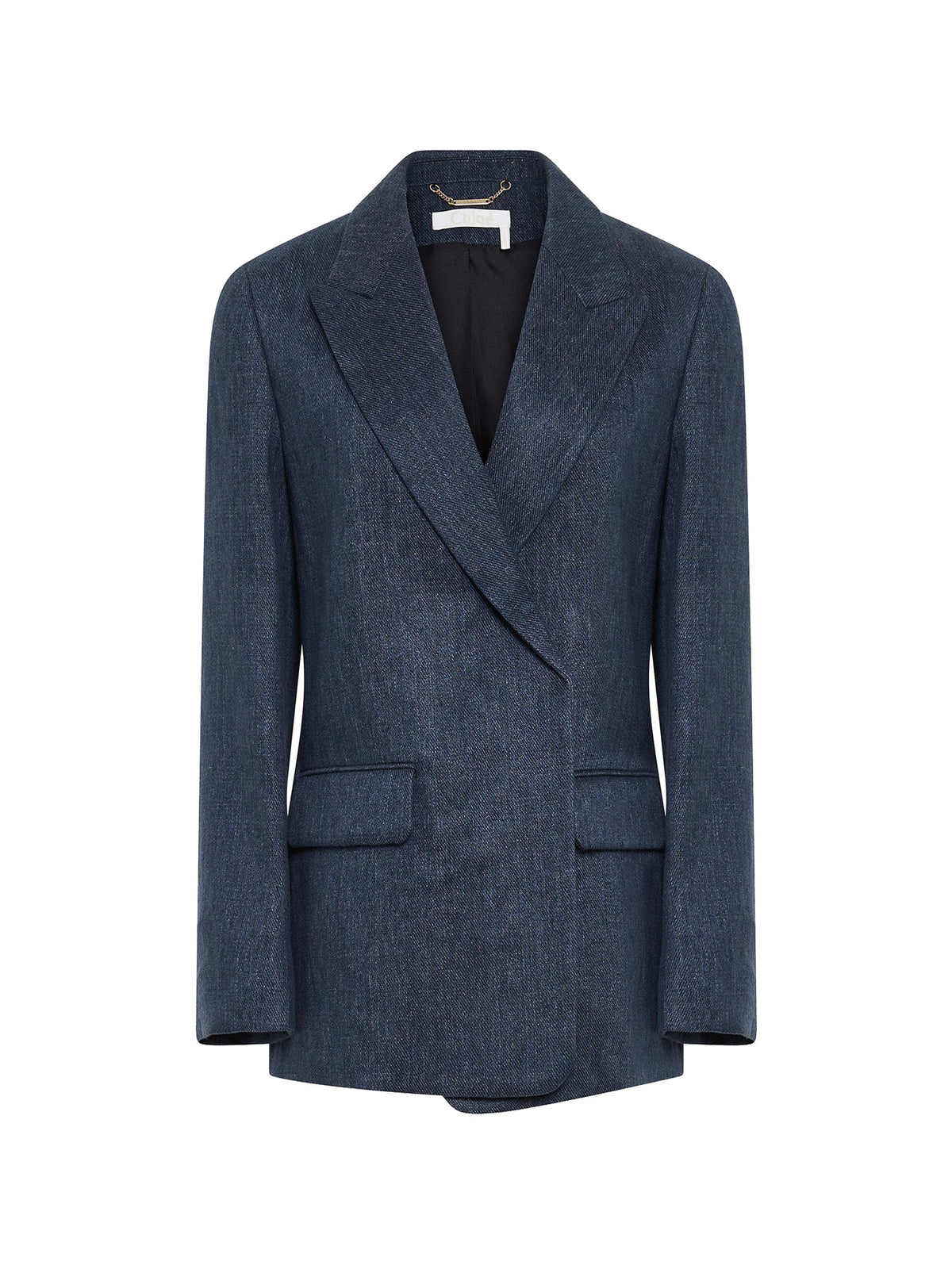 Blazer à épaulettes effet denim en lin - Deep Ocean