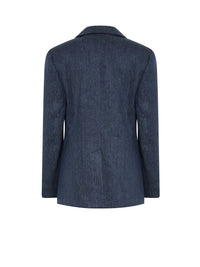 Blazer à épaulettes effet denim en lin - Deep Ocean
