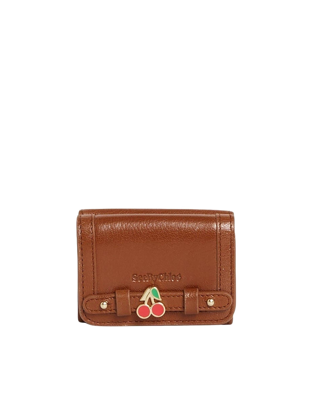 Portefeuille compact en cuir - Caramello