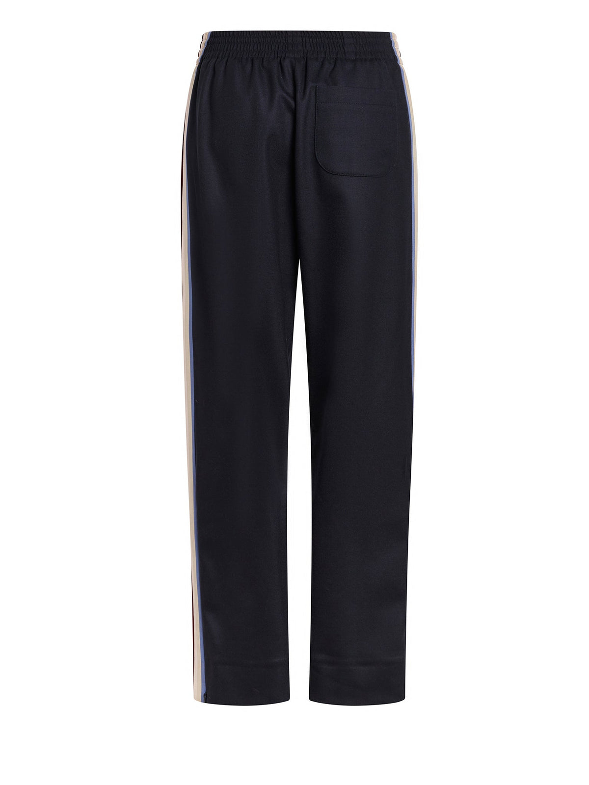 Pantalon droit à bandes en laine - Abyssal Blue
