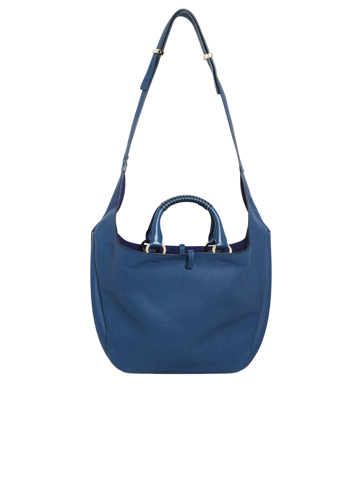 Sac hobo double porté Deia en cuir - Deep Denim