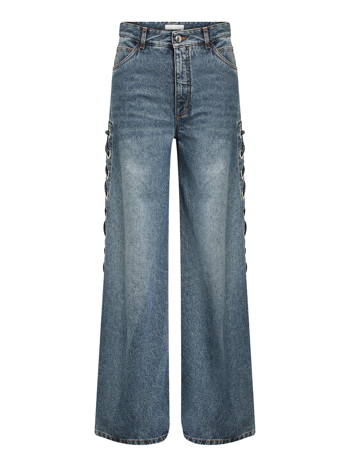Jean ample lacet sur les côtés - Faded Denim