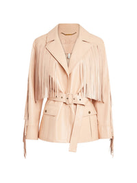 NEW_Veste à franges en cuir - Cameo Rose