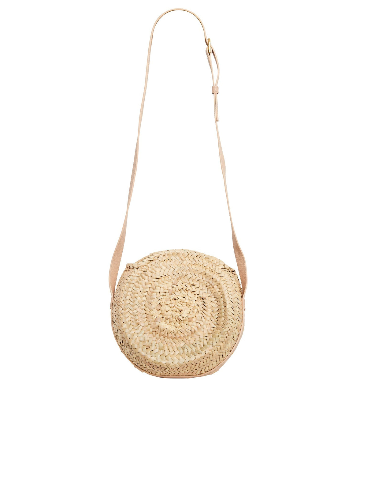 Sac panier rond porté épaule Marcie en cuir - Blushy Beige