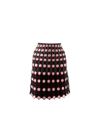 Jupe courte droite à motifs - Noir & Rouge