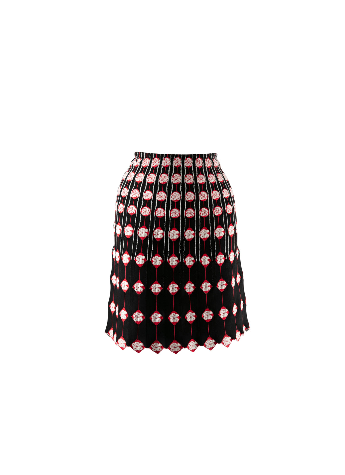 Jupe courte droite à motifs - Noir & Rouge