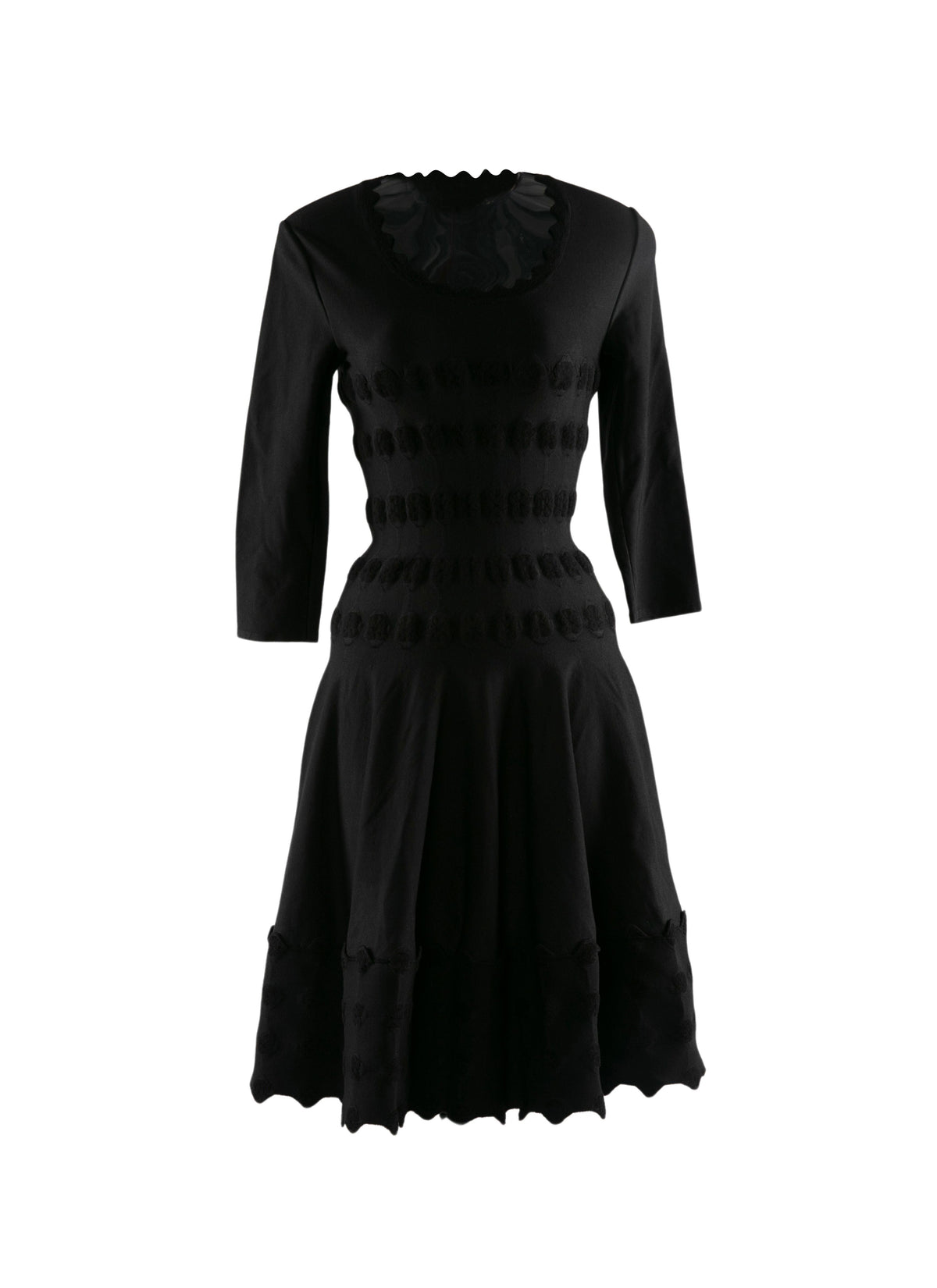 Robe droite à manches 3/4 Azulejos en maille - Noir