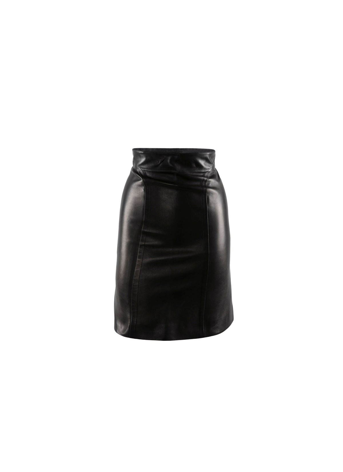 Jupe courte en cuir avec détail couture - Noir