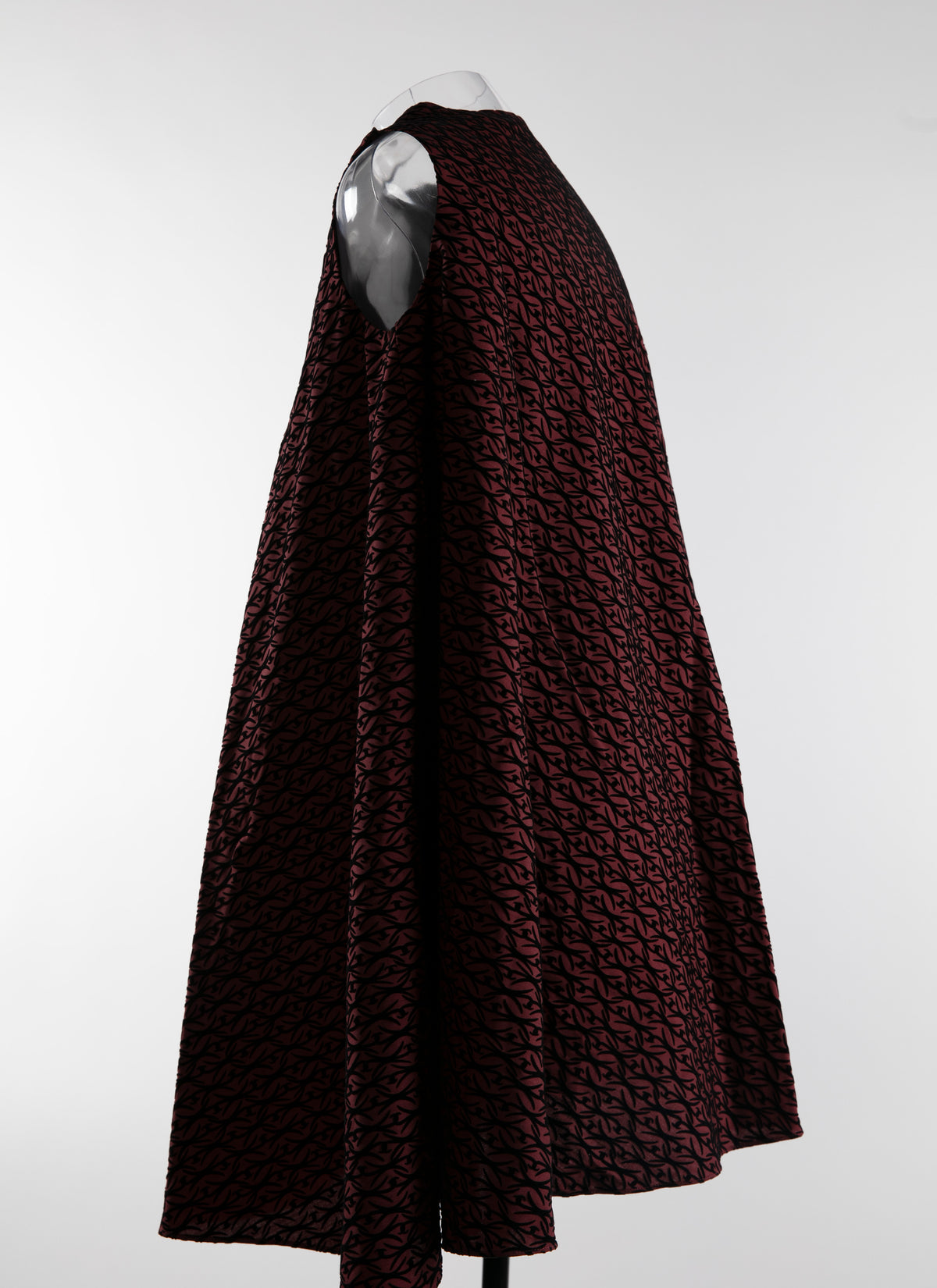 Robe courte et ample sans manches en laine - Bordeaux & Noir