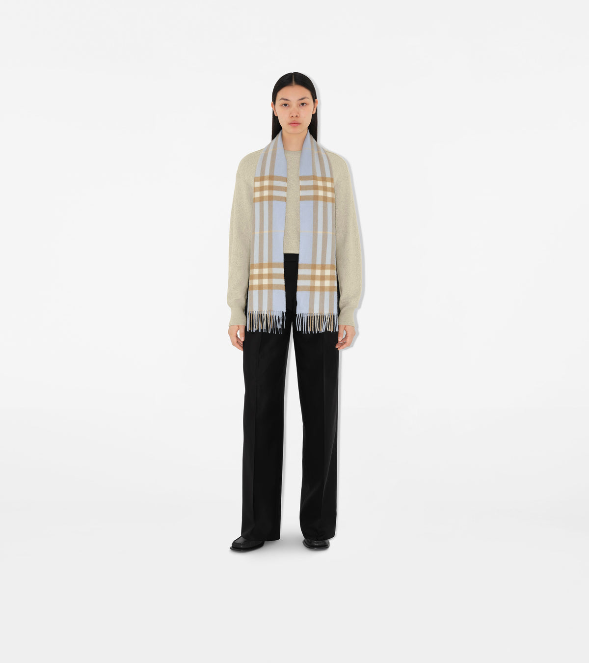 CASHMERE SCARVES Bleu pâle/Beige Arc