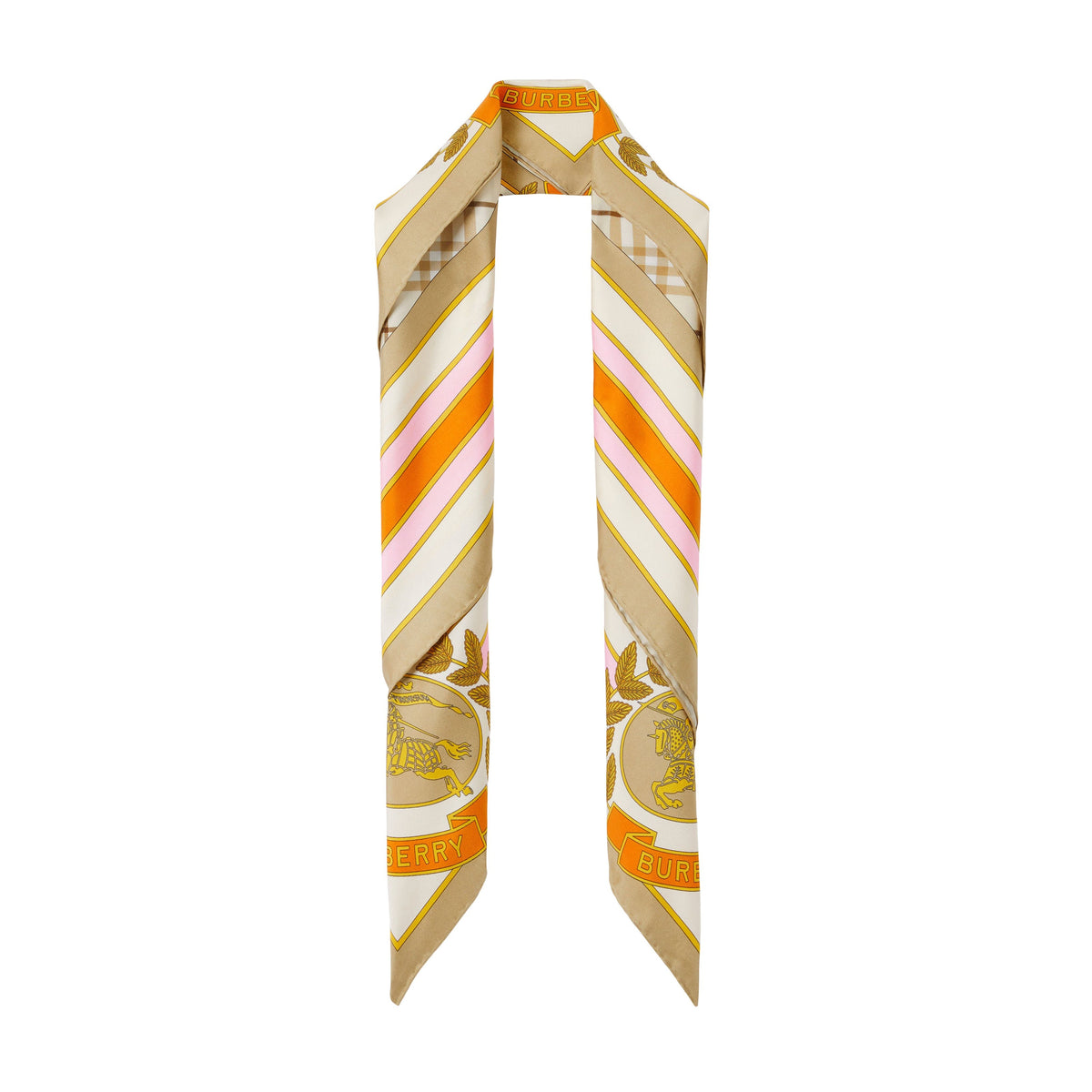 SILK SCARVES SOFT FAWN/BRT ORANGE