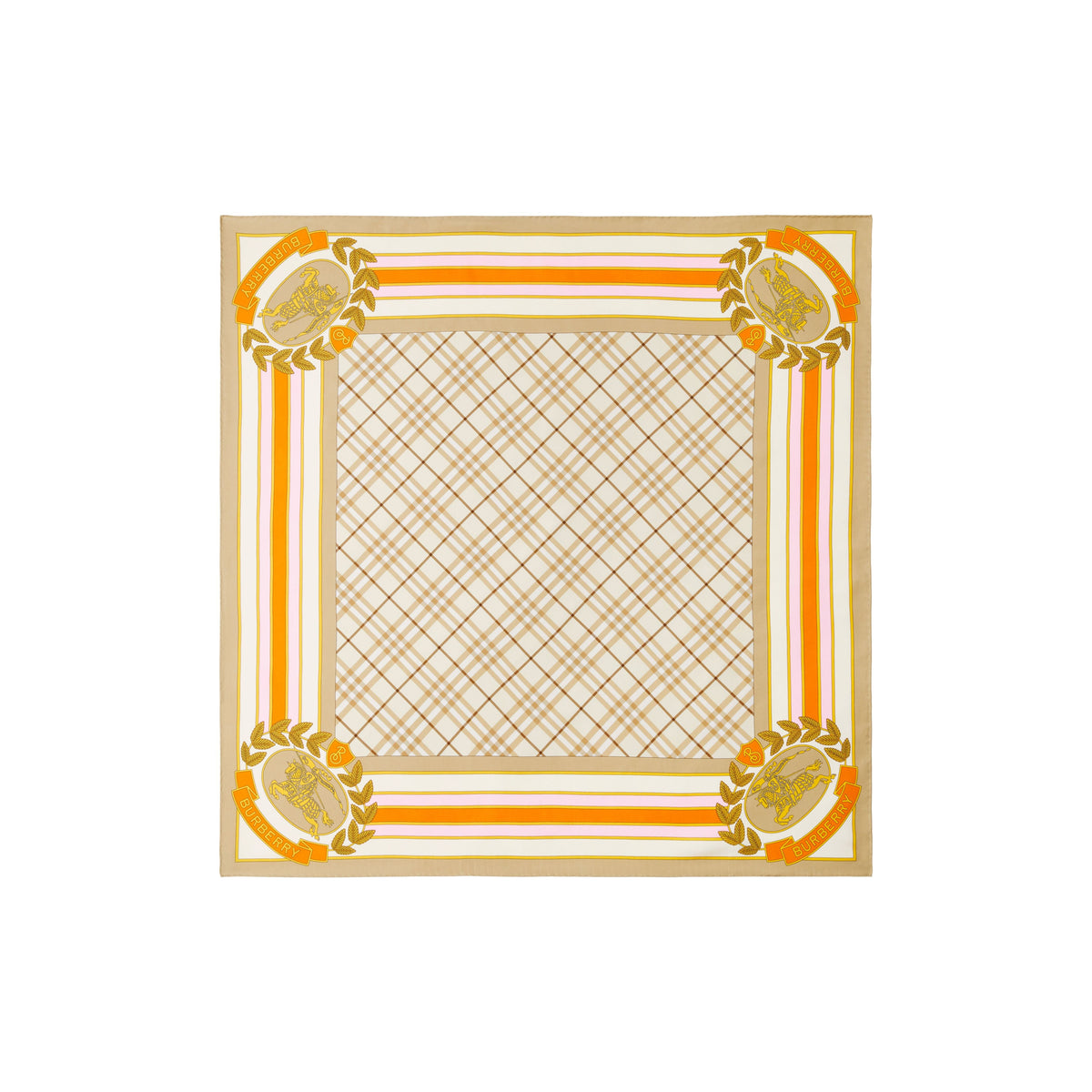 SILK SCARVES SOFT FAWN/BRT ORANGE