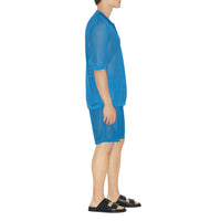 M KNIT POLO BLEU CÉRULÉEN BRILLANT