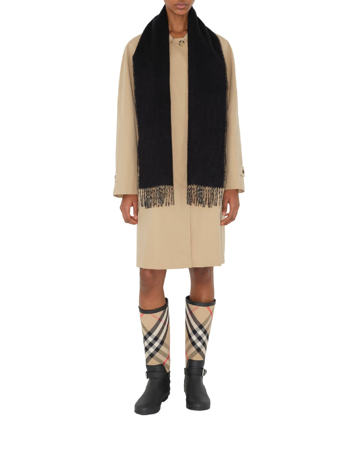 CASHMERE SCARVES ARC BEIGE/NOIR