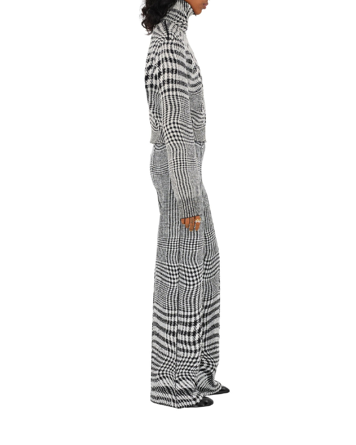 W KNIT TROUSERS PTTN IP MONOCHROME