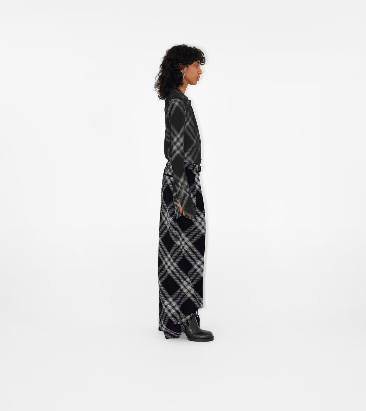 W BOYFRIEND TROUSERS MOTIF IP MONOCHROME