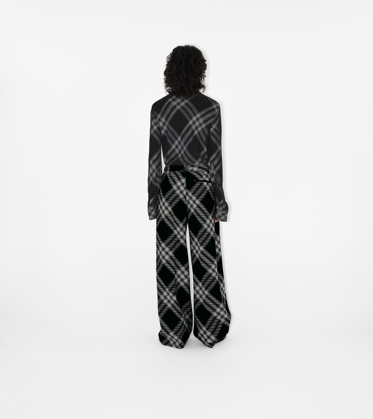 W BOYFRIEND TROUSERS MOTIF IP MONOCHROME