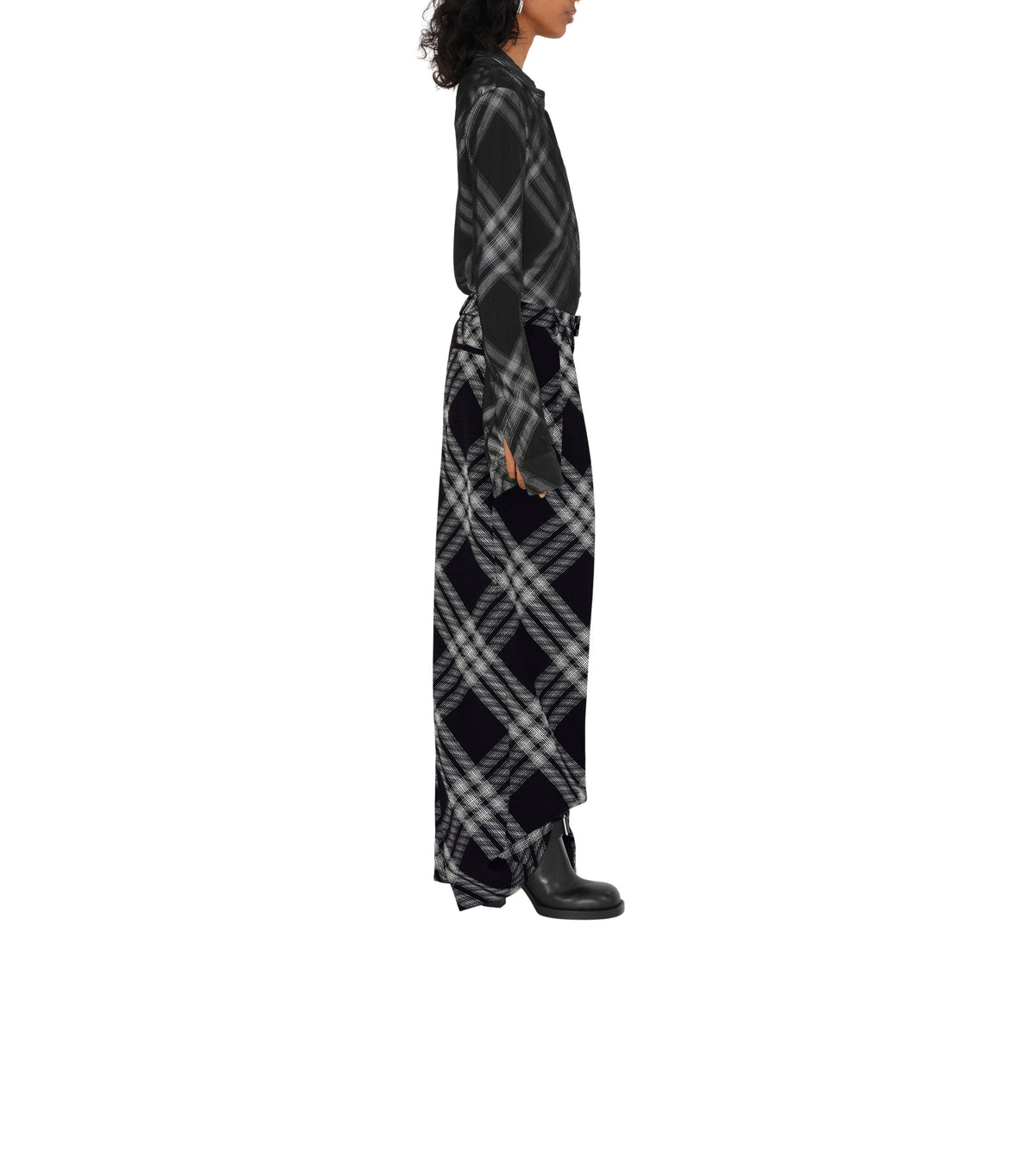 W BOYFRIEND TROUSERS MOTIF IP MONOCHROME