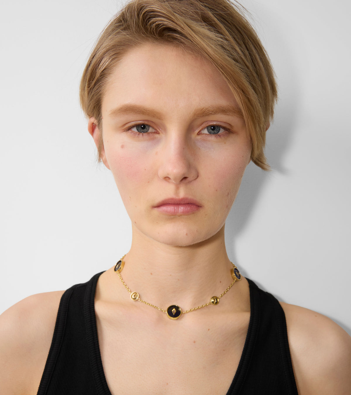 W NECKLACE Or/Noir