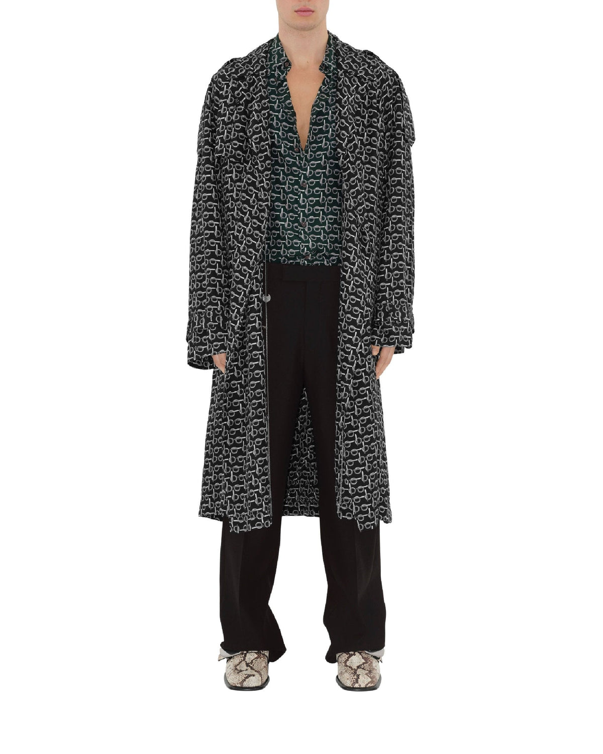 M D BREASTED COAT ARGENT/NOIR