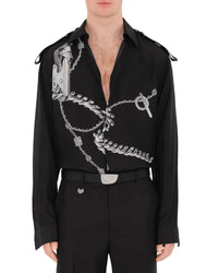 M CASUAL SHIRT LS ARGENT/NOIR