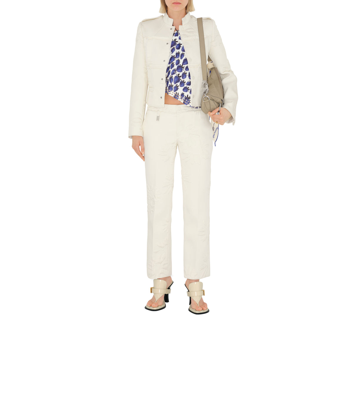 W  STRAIGHT TROUSERS Motif IP Blanc naturel