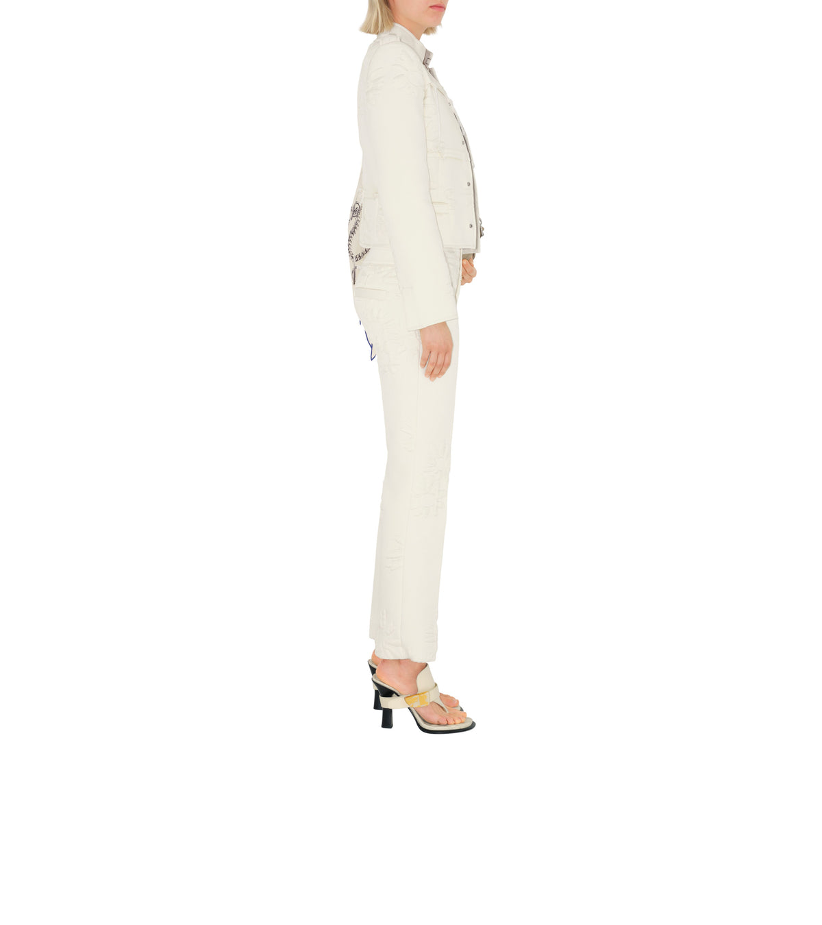 W  STRAIGHT TROUSERS Motif IP Blanc naturel