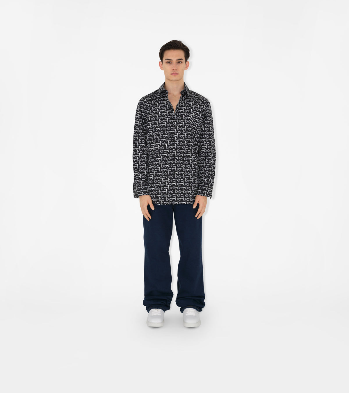 M CASUAL SHIRT LS ARGENT/NOIR