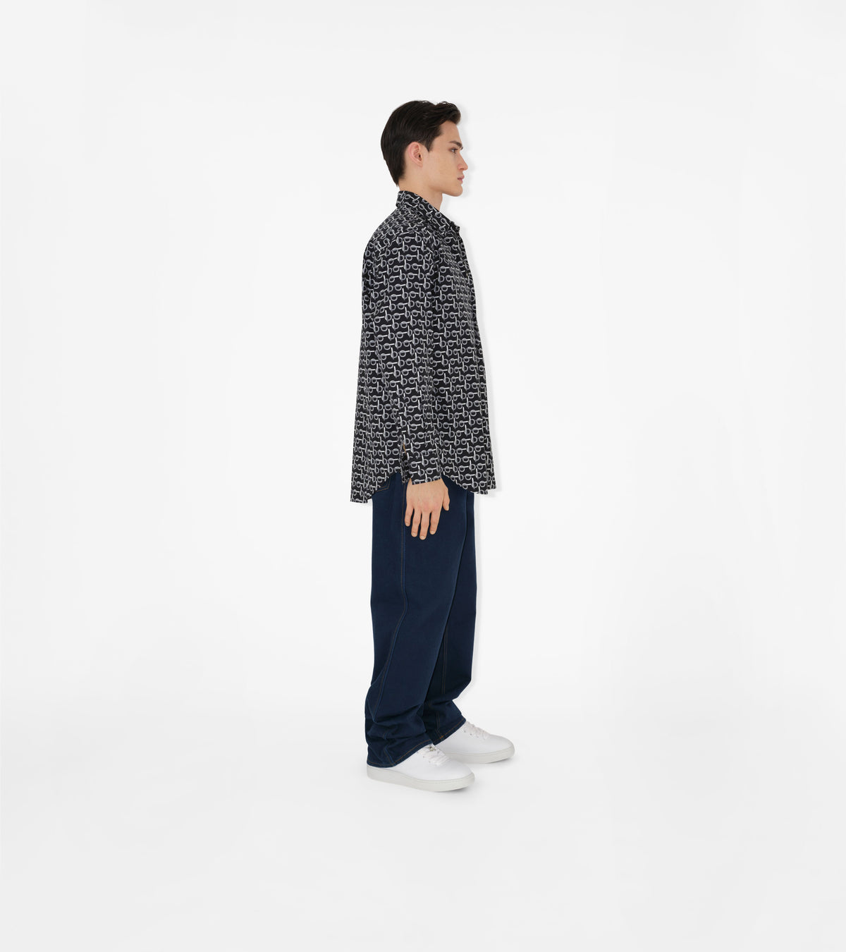 M CASUAL SHIRT LS ARGENT/NOIR