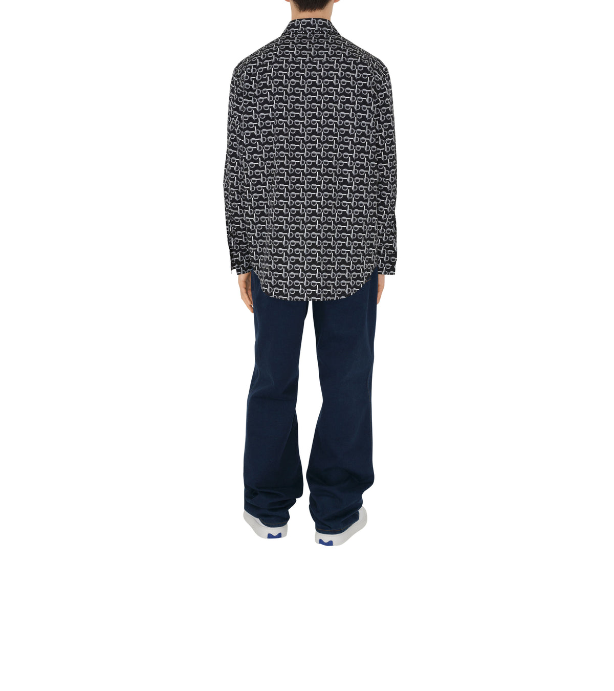 M CASUAL SHIRT LS ARGENT/NOIR