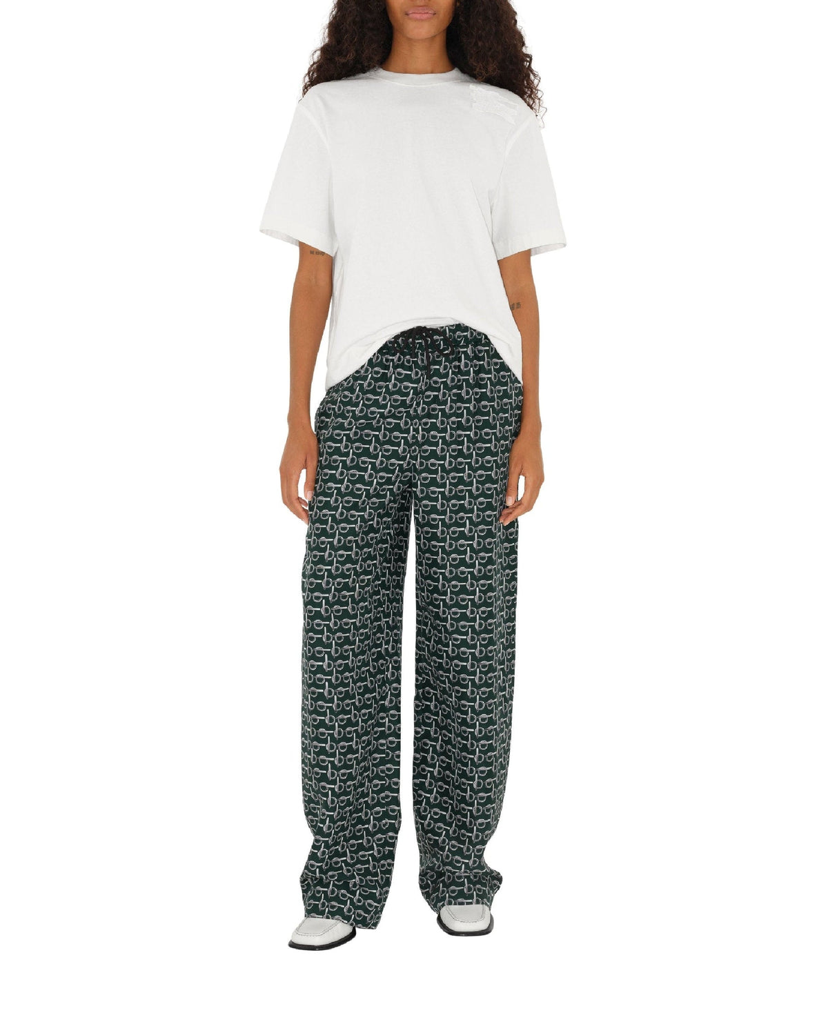 W SMART TROUSERS ARGENT / VERT