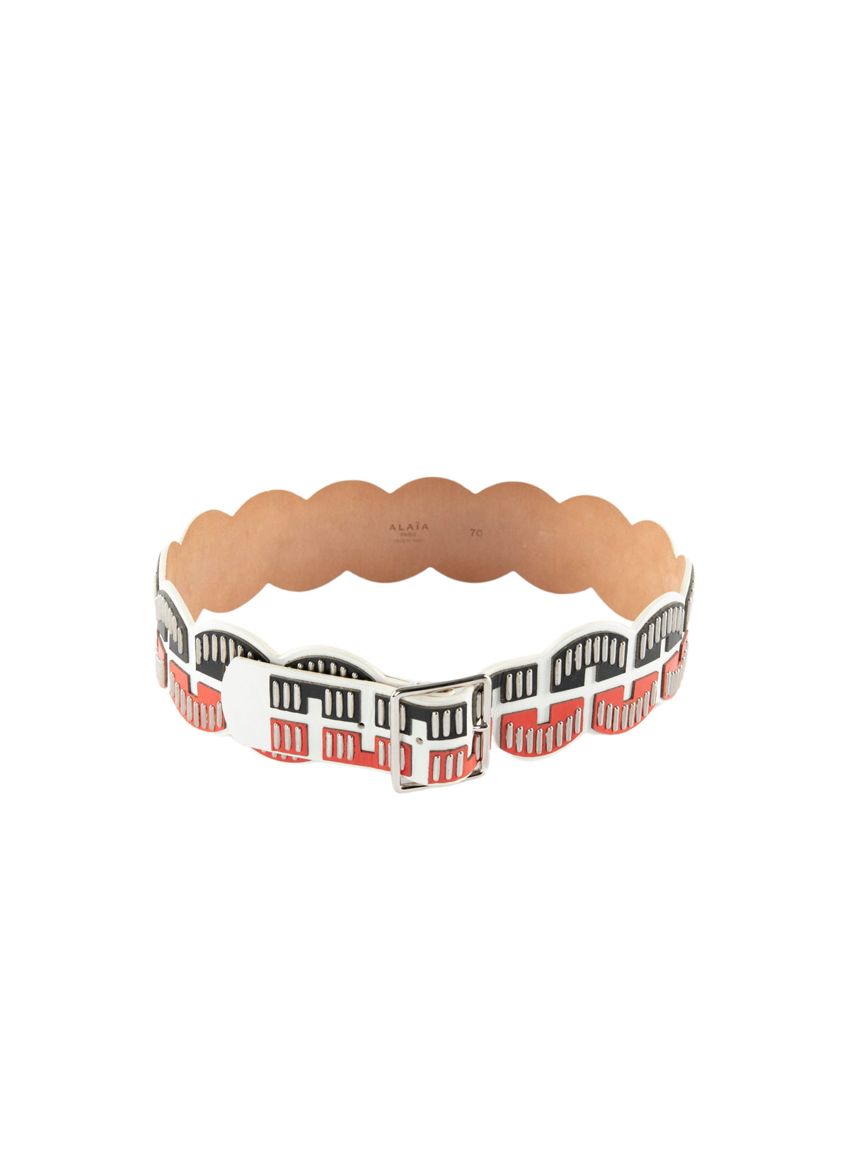 Ceinture cloutée bicolore en cuir - Multicolore