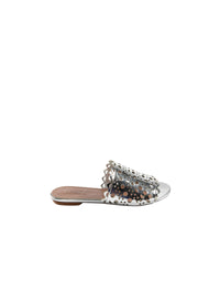 Mules à bride perforée en cuir - Argent