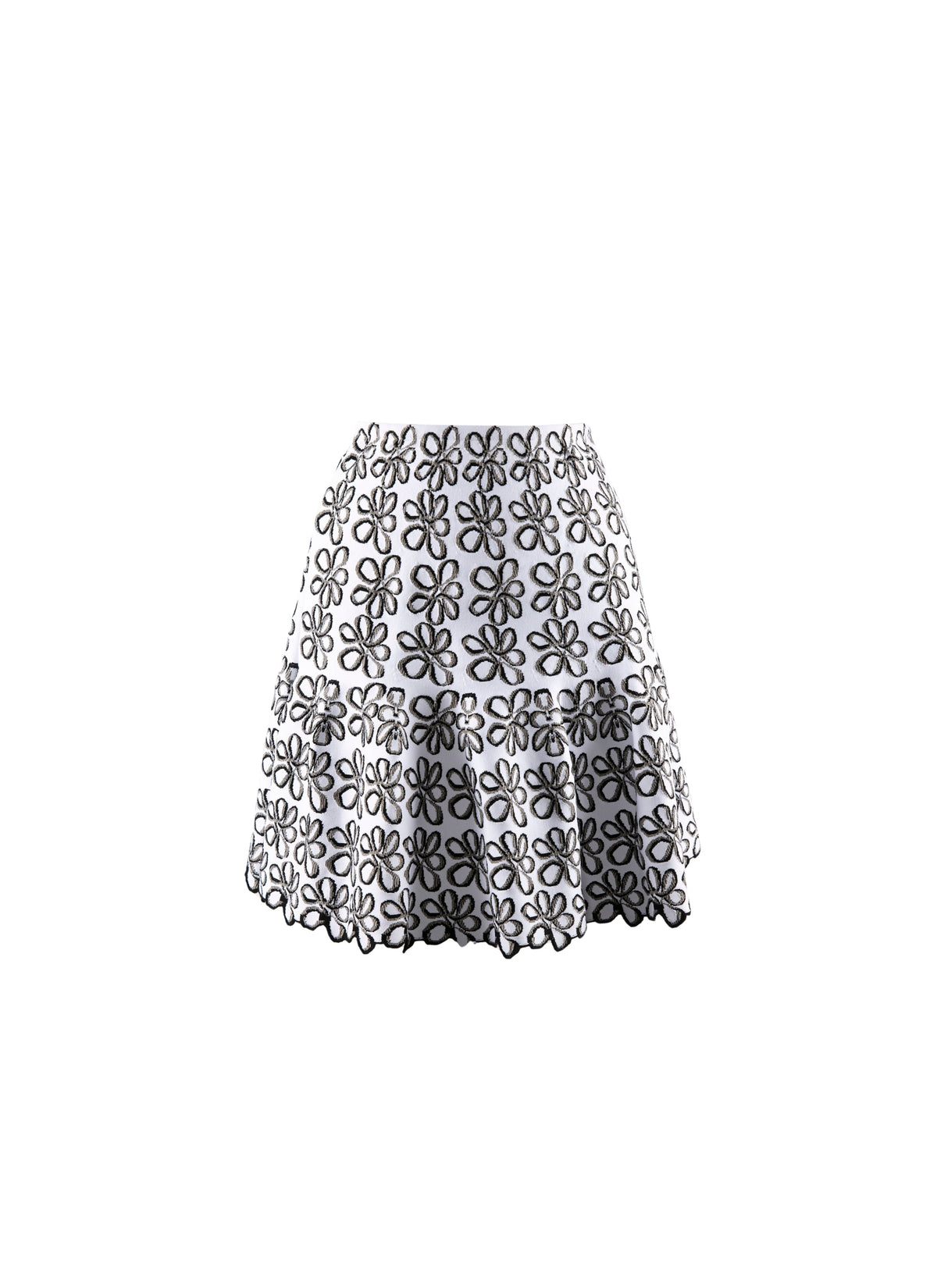 Jupe courte évasée à motifs contrastés - Noir & Blanc