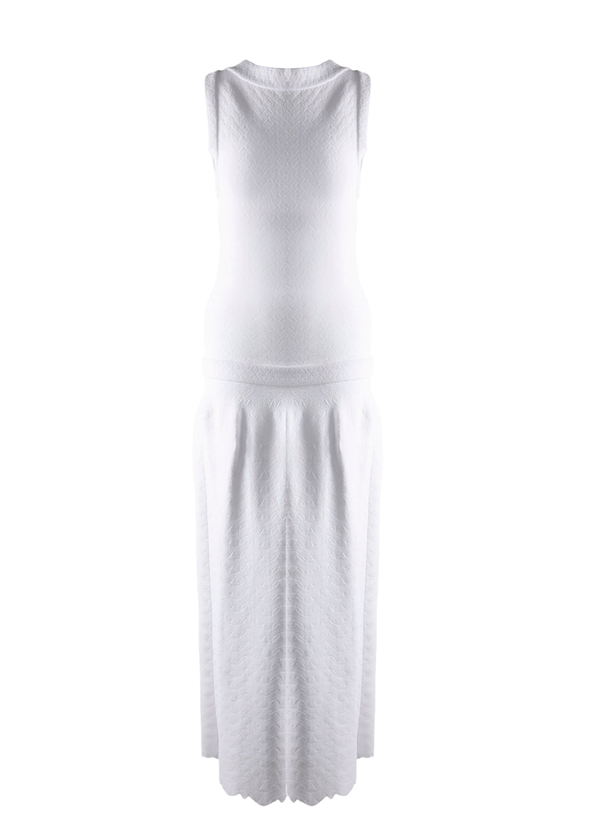 Robe longue texturée sans manches - Blanc