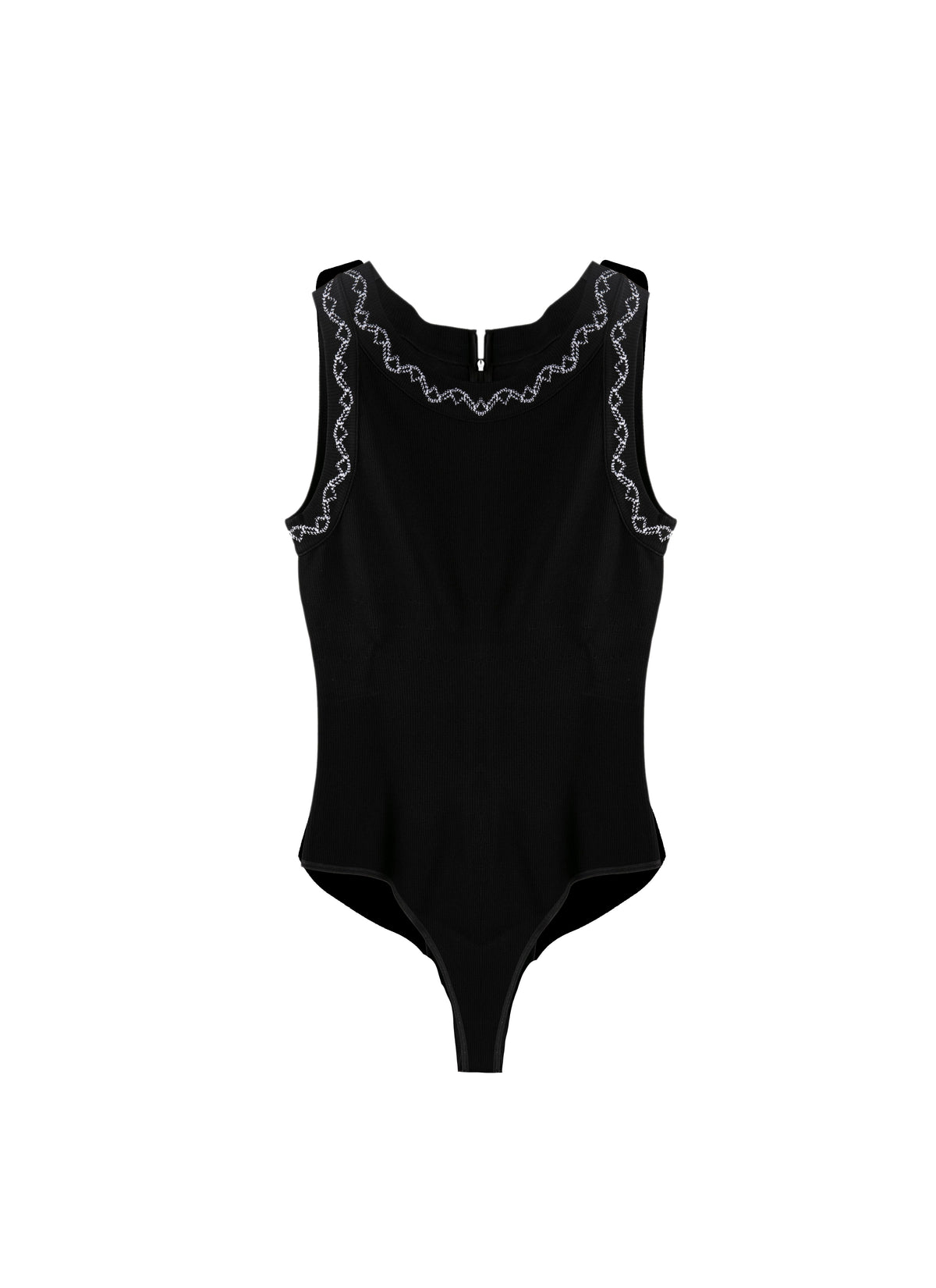 Body à bretelles bordures motif - Noir