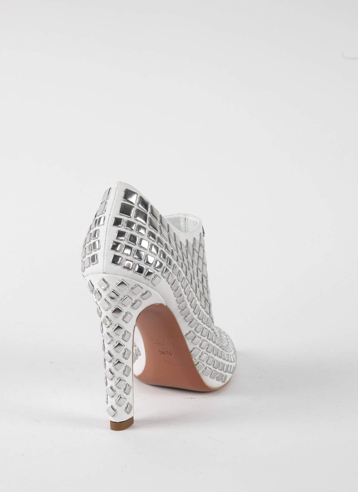 Bottines à plateforme à clous en cuir - Blanc