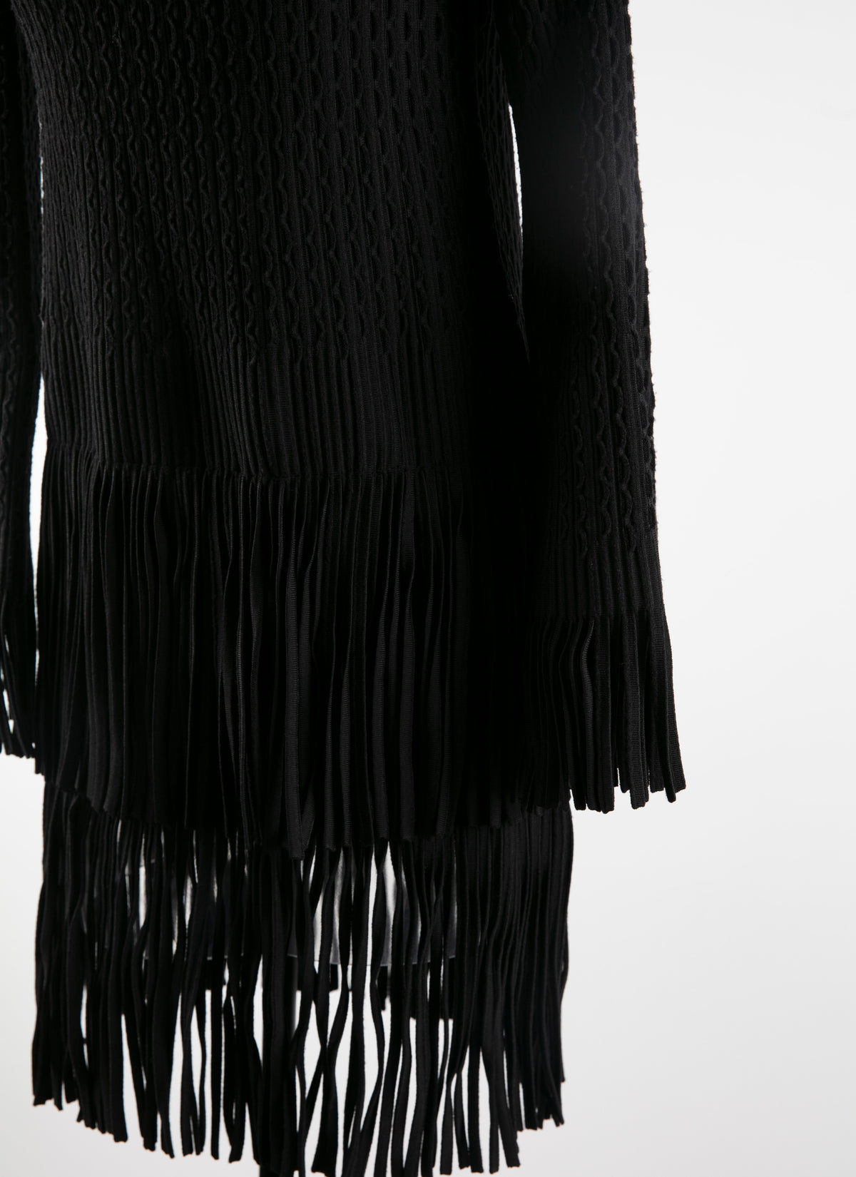 Robe à manches et ourlet à franges - Noir