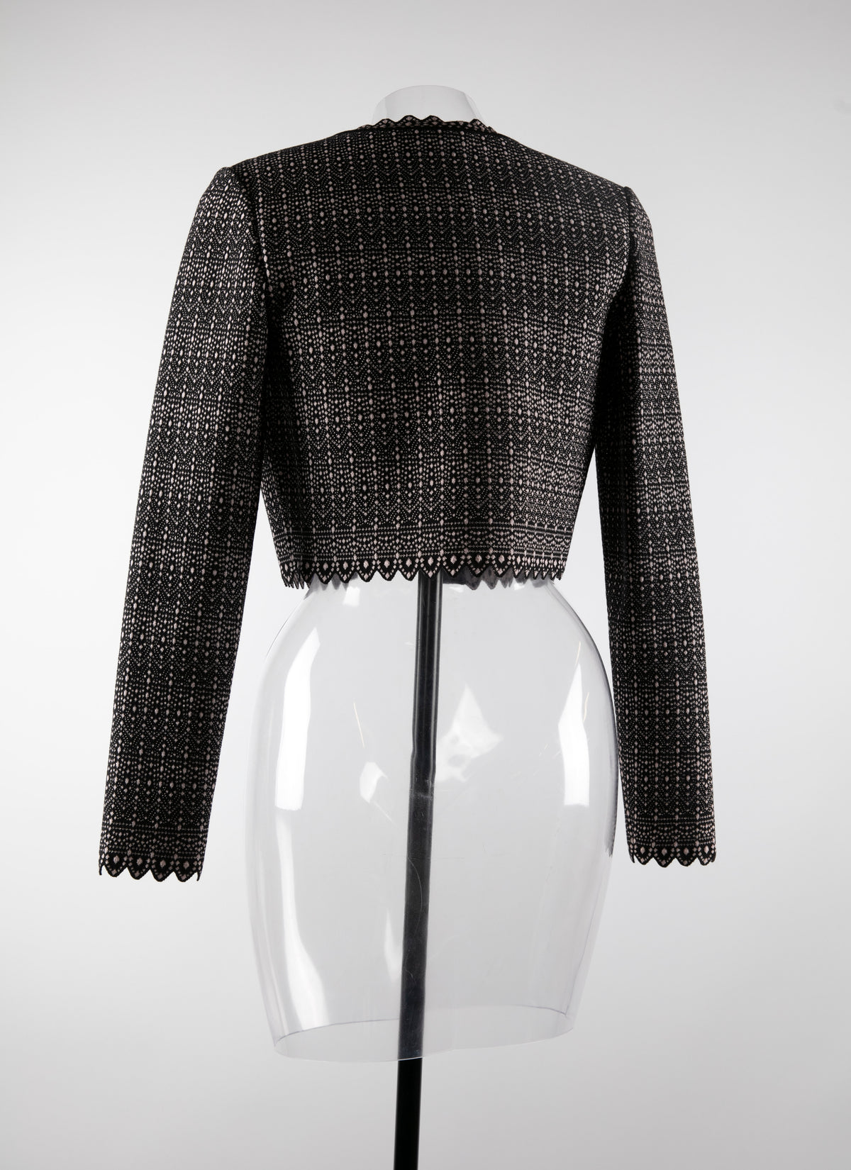 Veste courte à manches longues en laine - Noir & Rose