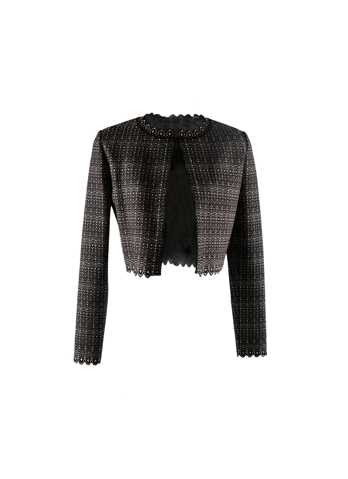 Veste courte à manches longues en laine - Noir & Rose