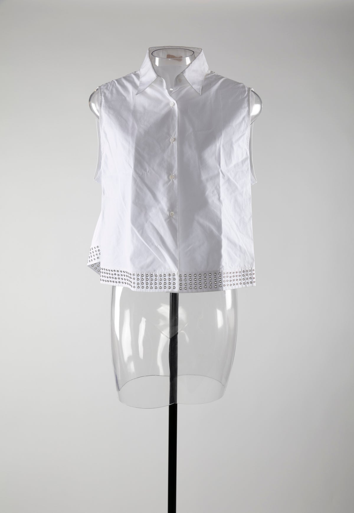 Chemise droite sans manches à œillets - Blanc