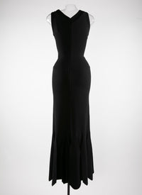 Robe moulante sans manches col v - Noir
